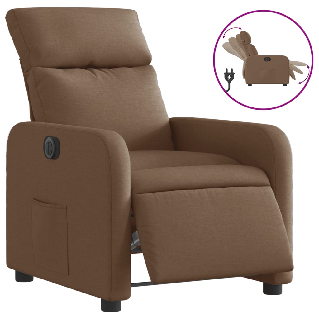 vidaXL Sillón reclinable eléctrico de tela marrón