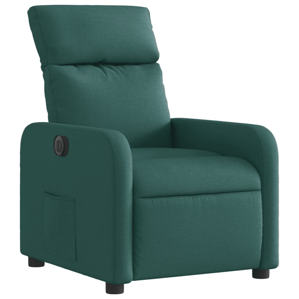 vidaXL Sillón reclinable eléctrico tela verde oscuro