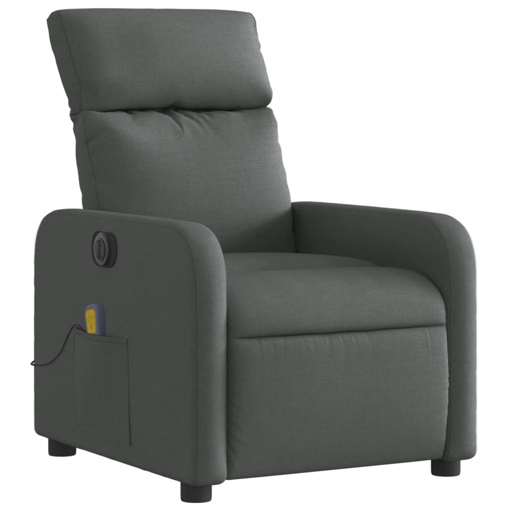 vidaXL Sillón reclinable de masaje eléctrico tela gris oscuro