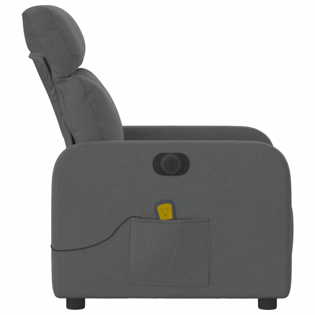 vidaXL Sillón reclinable de masaje eléctrico tela gris oscuro