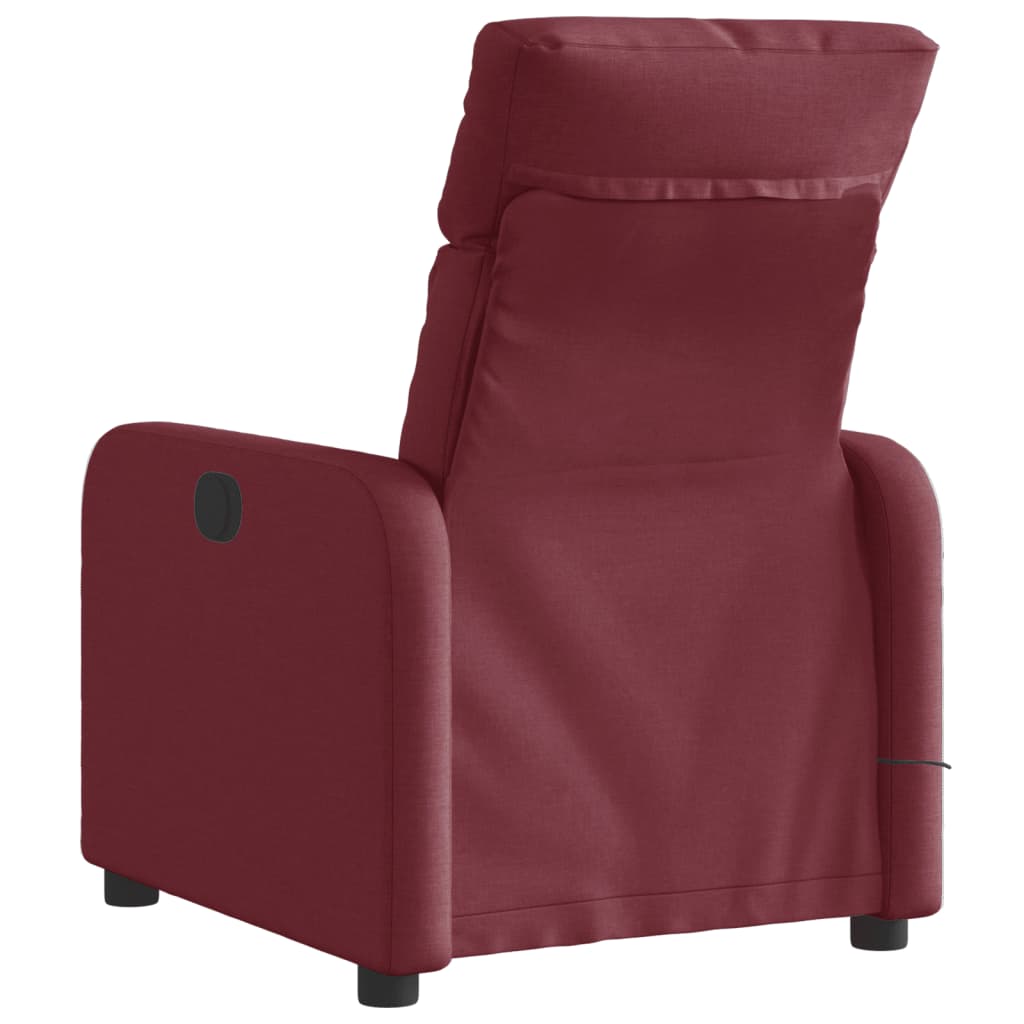 vidaXL Sillón de masaje reclinable eléctrico tela rojo tinto