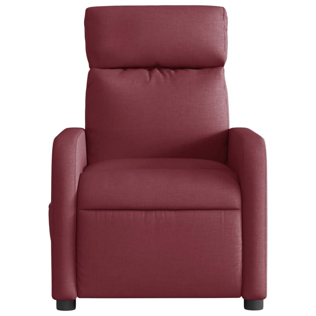 vidaXL Sillón de masaje reclinable eléctrico tela rojo tinto