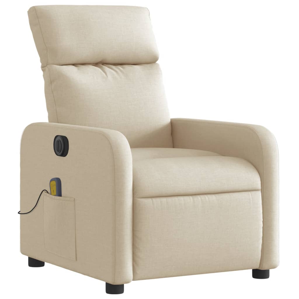 vidaXL Sillón reclinable de masaje eléctrico tela color crema