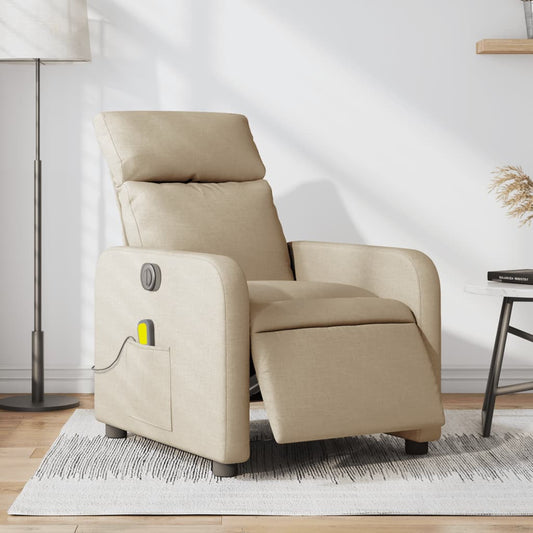 vidaXL Sillón reclinable de masaje eléctrico tela color crema