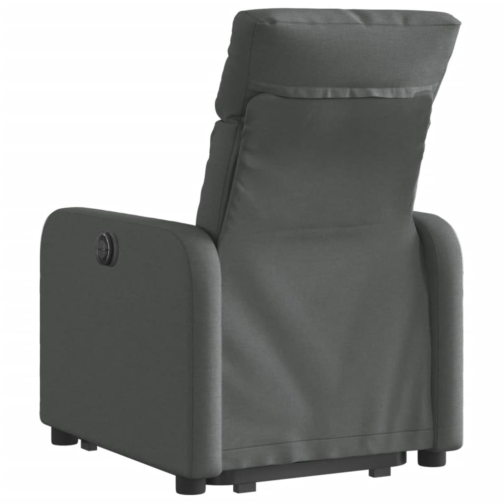 vidaXL Sillón reclinable elevable de tela gris oscuro