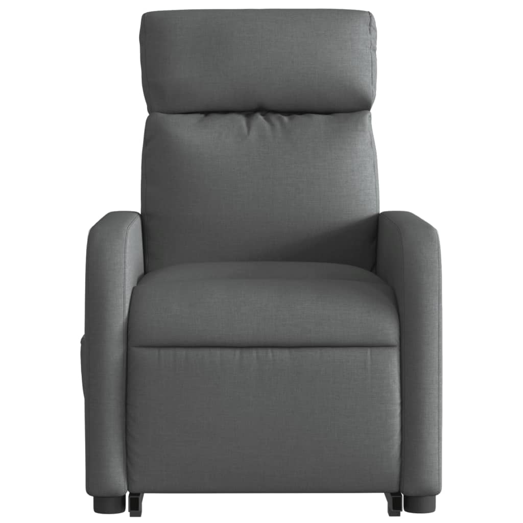 vidaXL Sillón reclinable elevable de tela gris oscuro