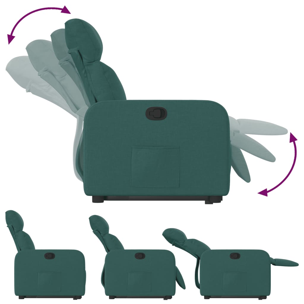 vidaXL Sillón reclinable elevable tela verde oscuro