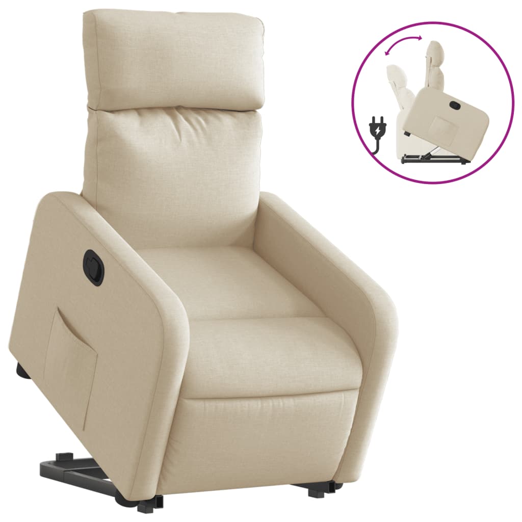 vidaXL Sillón reclinable elevable de tela color crema