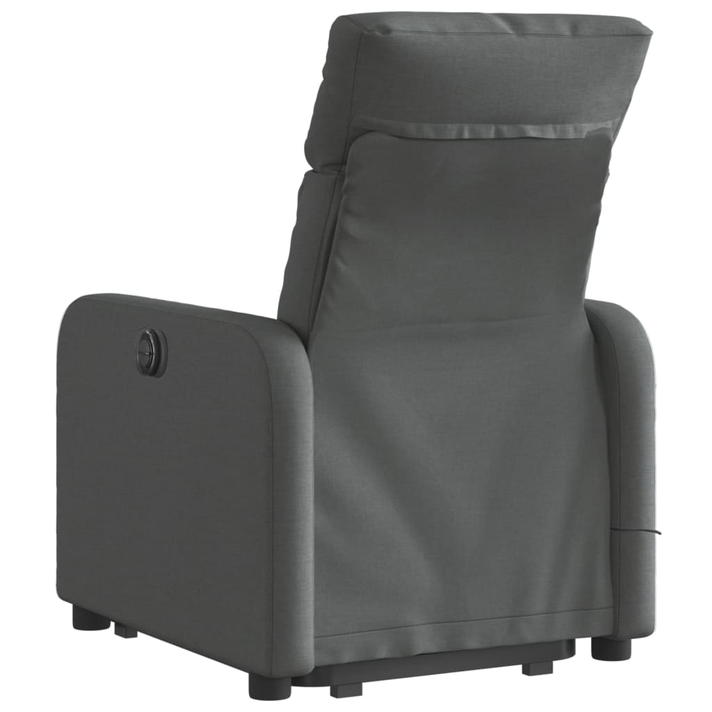 vidaXL Silla de masaje reclinable de pie de tela gris oscuro