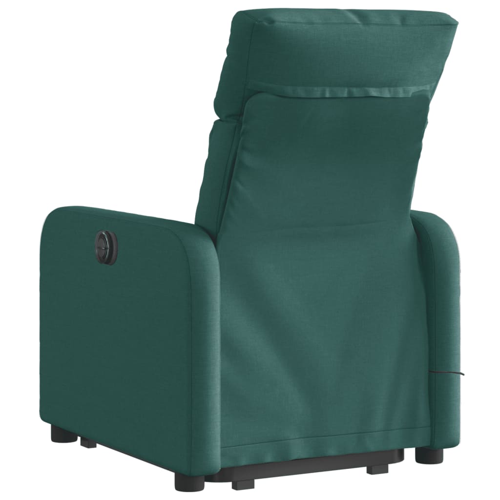 vidaXL Silla de masaje reclinable de pie de tela verde oscura