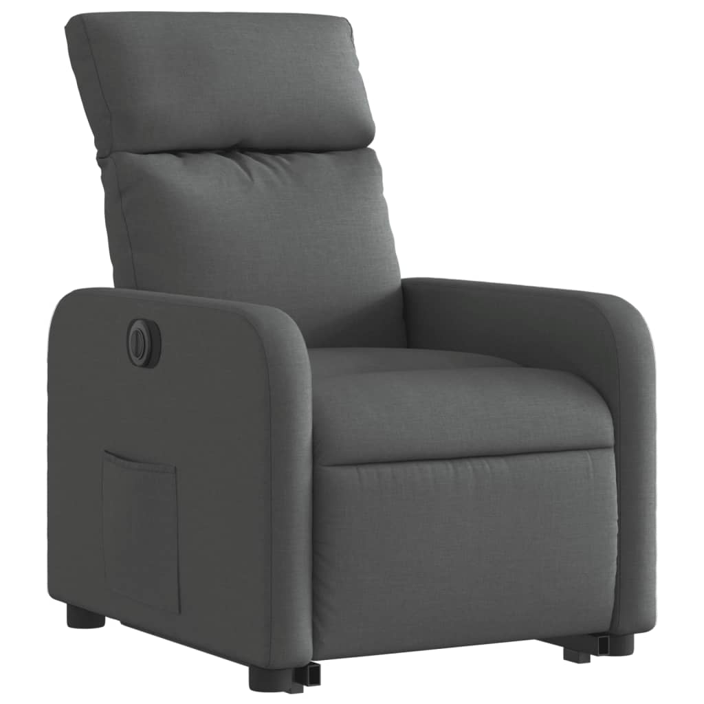 vidaXL Sillón eléctrico reclinable elevable de tela gris oscuro