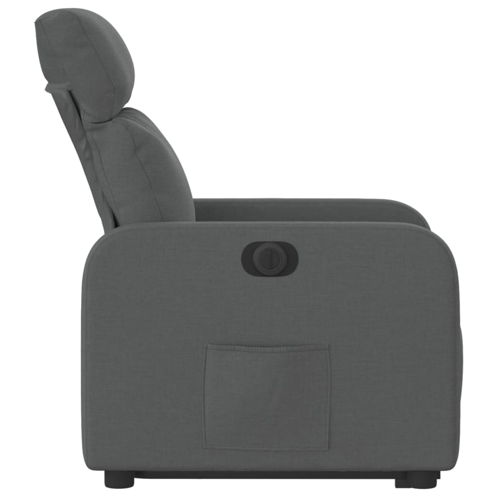 vidaXL Sillón eléctrico reclinable elevable de tela gris oscuro