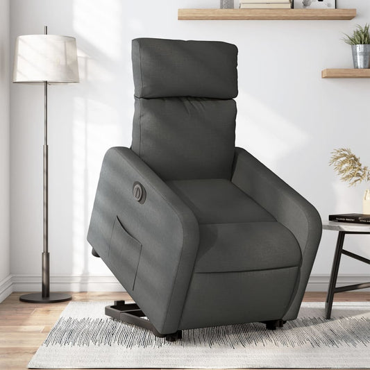 vidaXL Sillón eléctrico reclinable elevable de tela gris oscuro