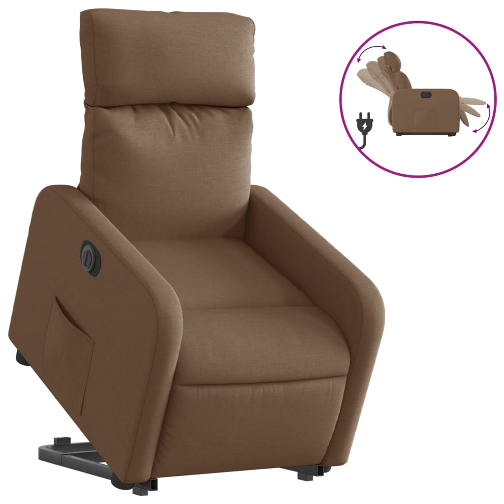 vidaXL Sillón eléctrico reclinable elevable de tela marrón