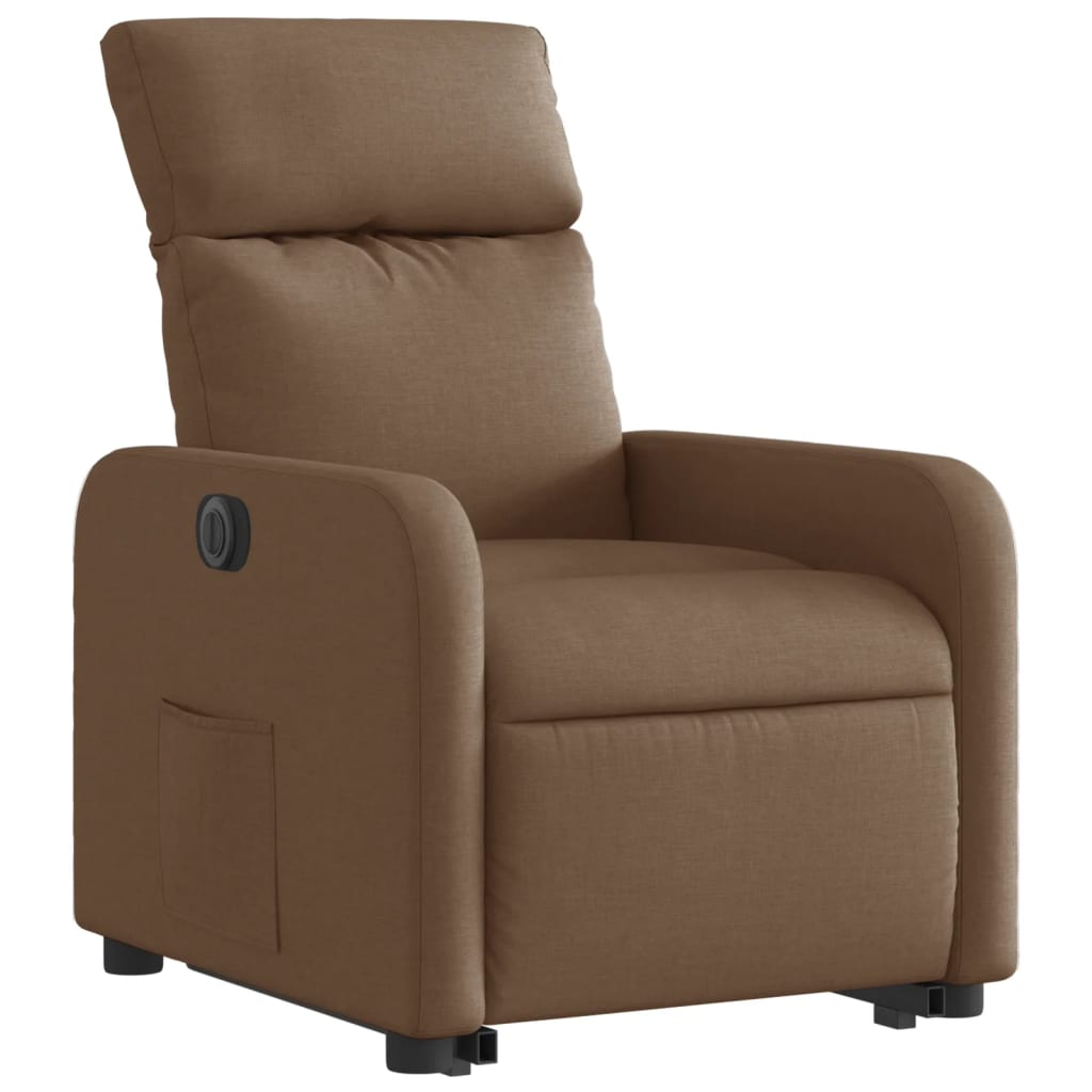 vidaXL Sillón eléctrico reclinable elevable de tela marrón