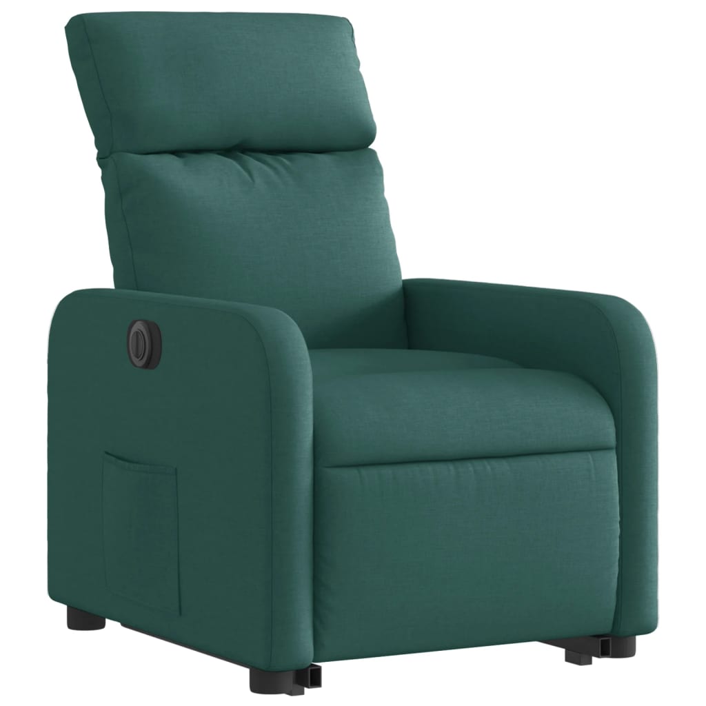 vidaXL Sillón eléctrico reclinable elevable de tela verde oscuro