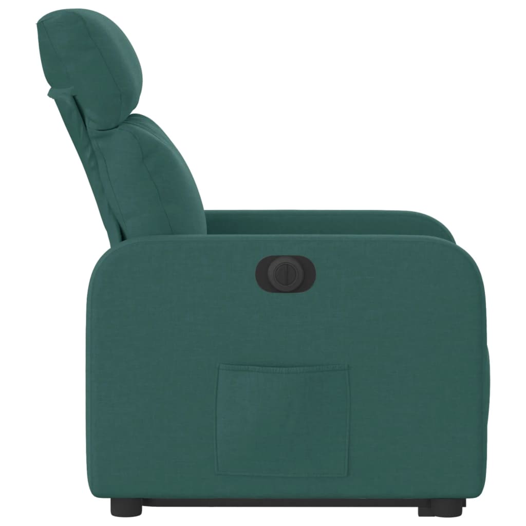 vidaXL Sillón eléctrico reclinable elevable de tela verde oscuro