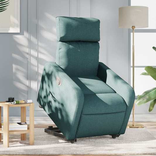 vidaXL Sillón eléctrico reclinable elevable de tela verde oscuro