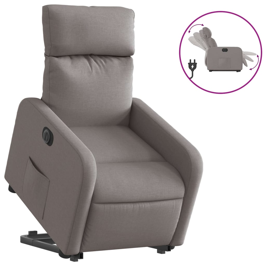 vidaXL Sillón eléctrico reclinable elevable de tela gris taupe