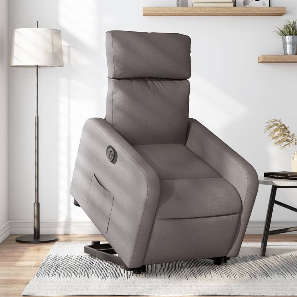 vidaXL Sillón eléctrico reclinable elevable de tela gris taupe