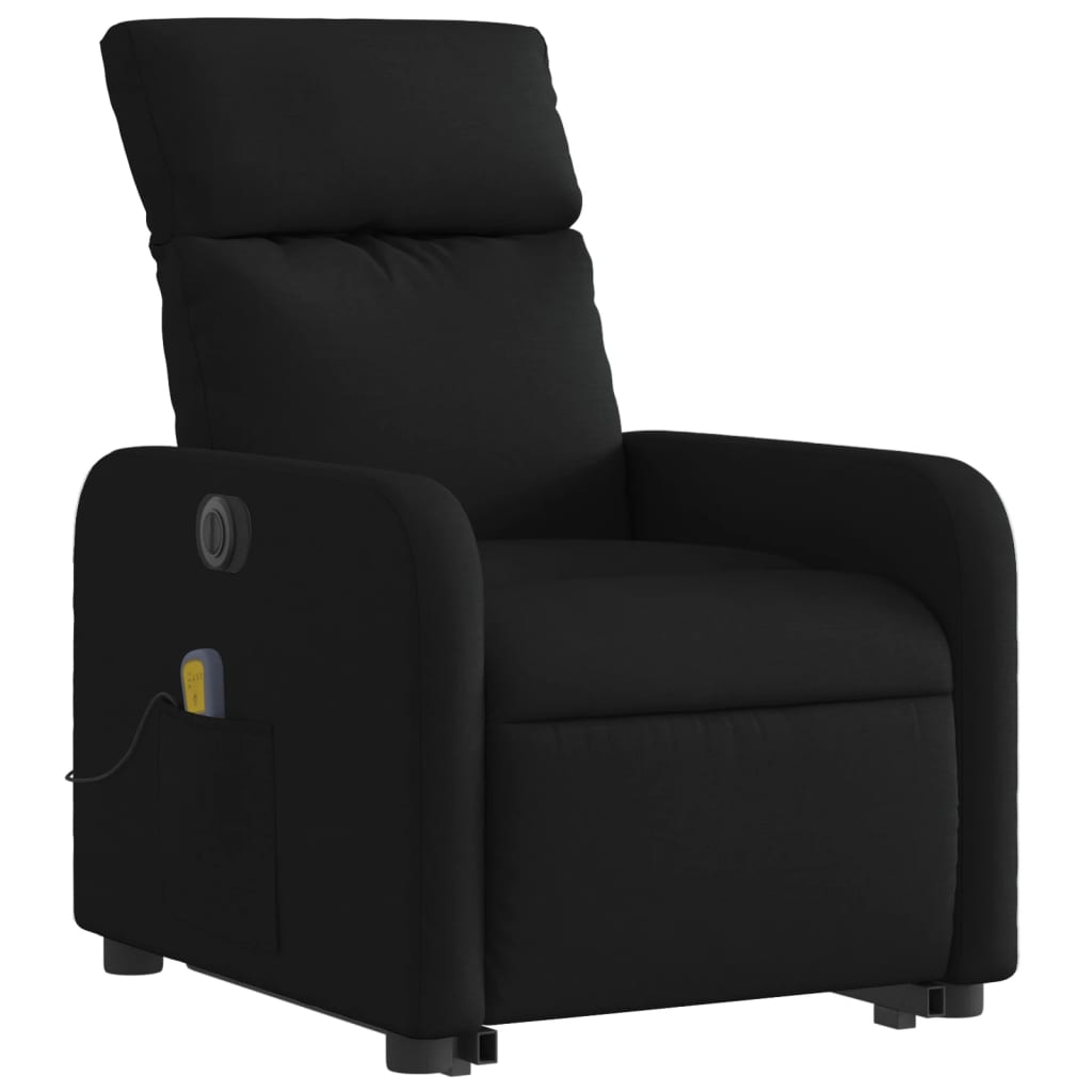 vidaXL Sillón de masaje eléctrico reclinable elevable tela negro