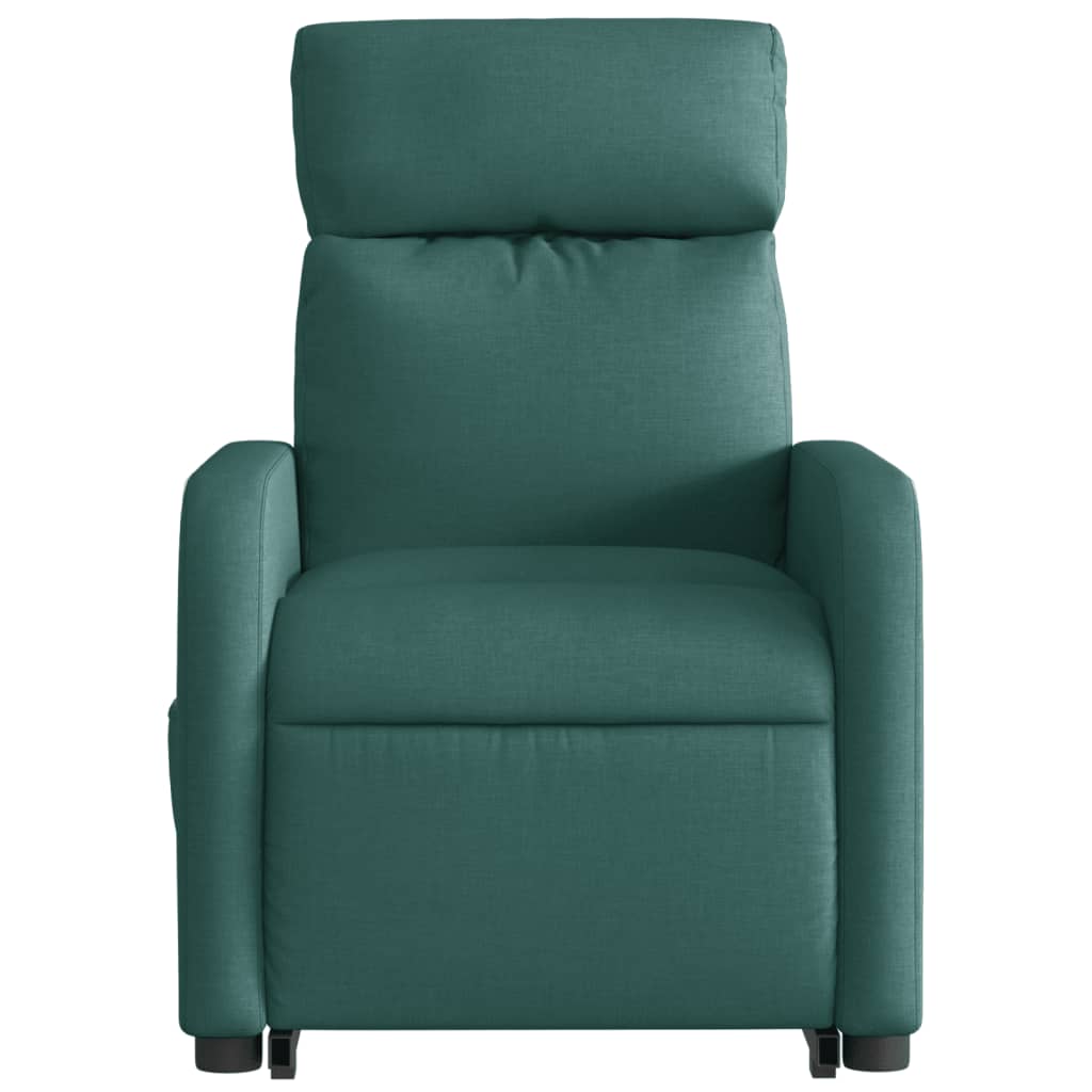 vidaXL Sillón masaje eléctrico reclinable elevable tela verde oscuro