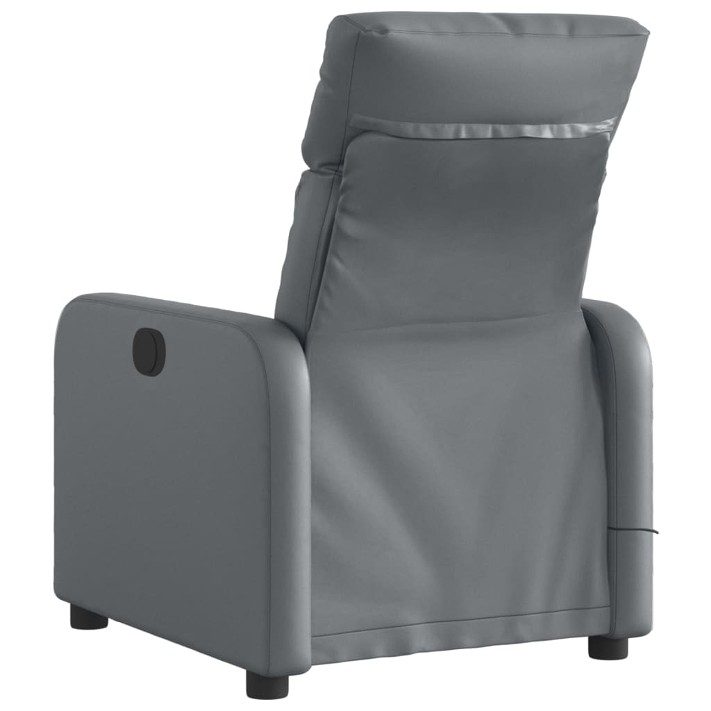 vidaXL Sillón de masaje reclinable eléctrico cuero sintético gris