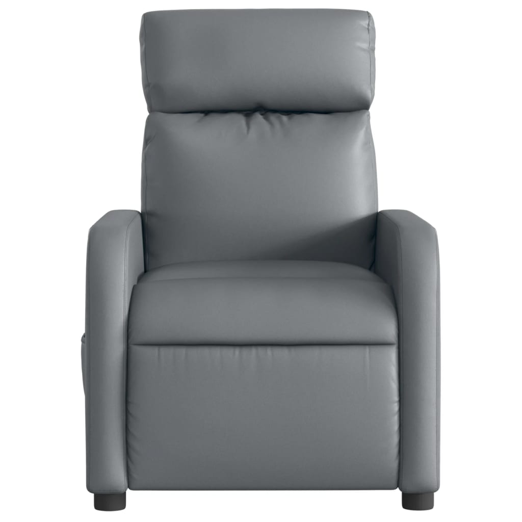 vidaXL Sillón de masaje reclinable eléctrico cuero sintético gris