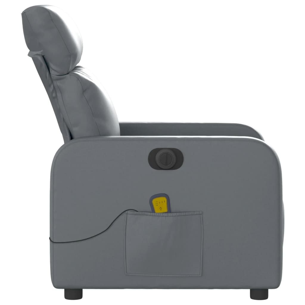 vidaXL Sillón de masaje reclinable eléctrico cuero sintético gris