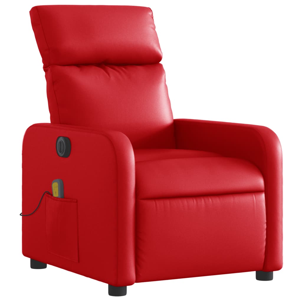 vidaXL Sillón de masaje reclinable eléctrico de cuero artificial rojo