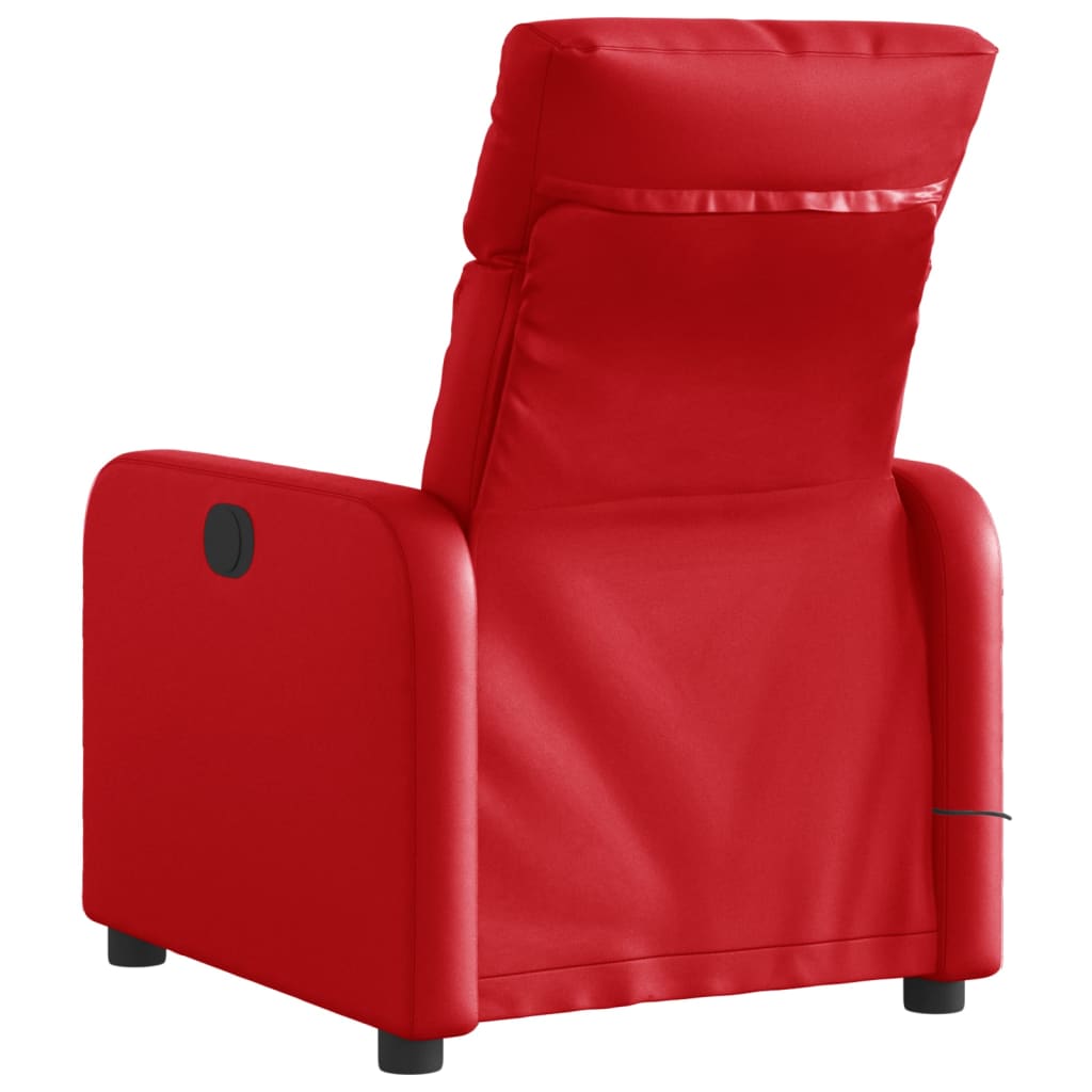 vidaXL Sillón de masaje reclinable eléctrico de cuero artificial rojo