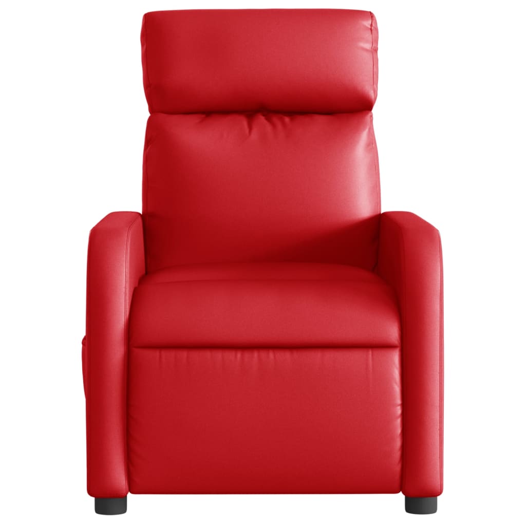 vidaXL Sillón de masaje reclinable eléctrico de cuero artificial rojo