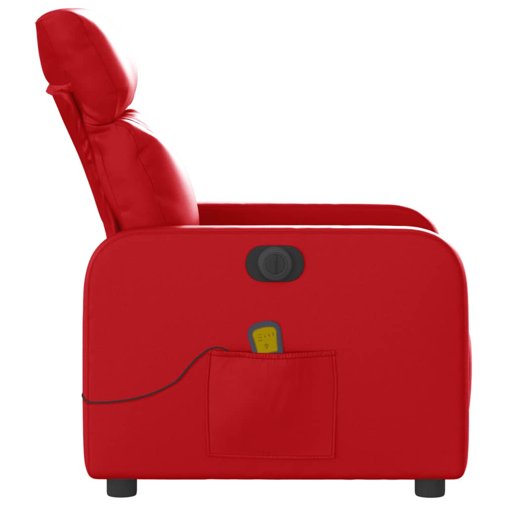 vidaXL Sillón de masaje reclinable eléctrico de cuero artificial rojo