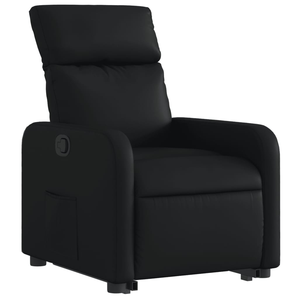 vidaXL Sillón reclinable elevable cuero artificial negro