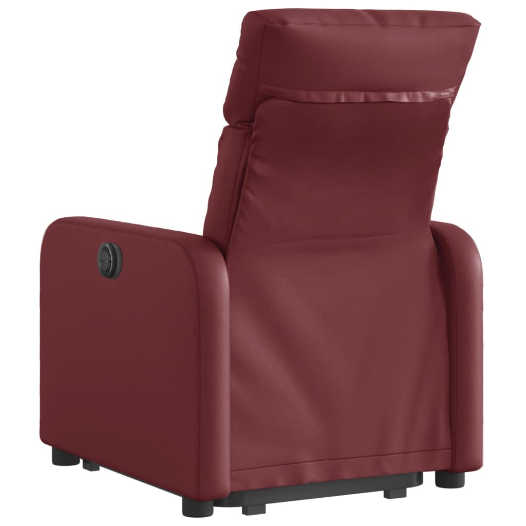 vidaXL Sillón reclinable elevable cuero artificial rojo tinto