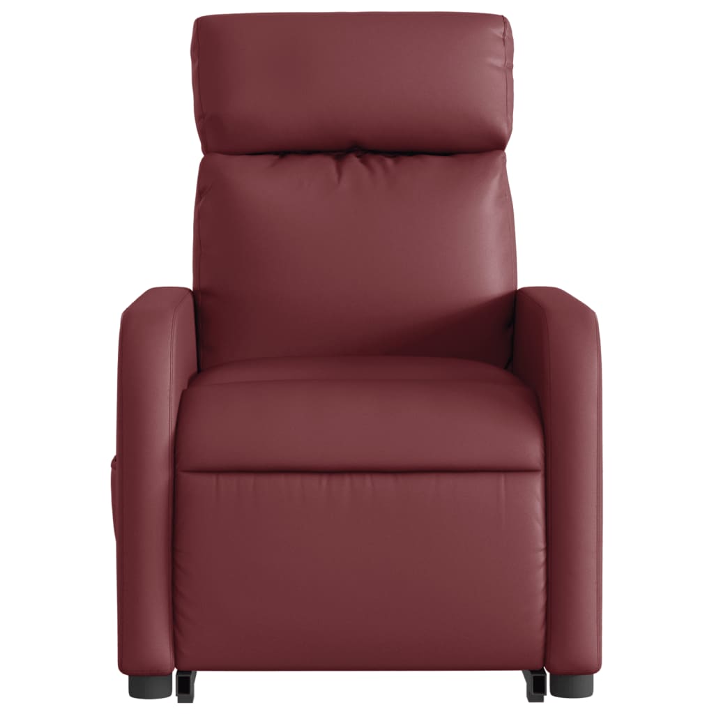 vidaXL Sillón reclinable elevable cuero artificial rojo tinto