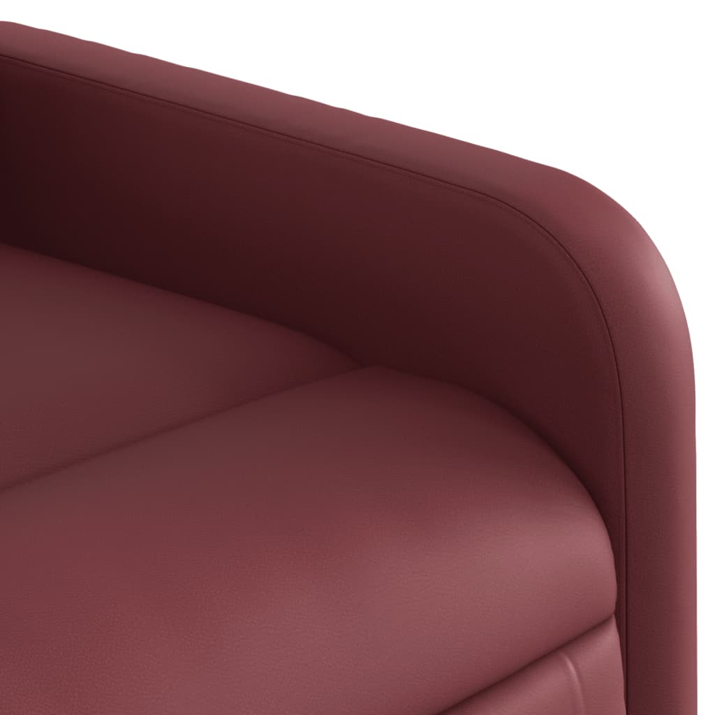 vidaXL Sillón reclinable elevable cuero artificial rojo tinto