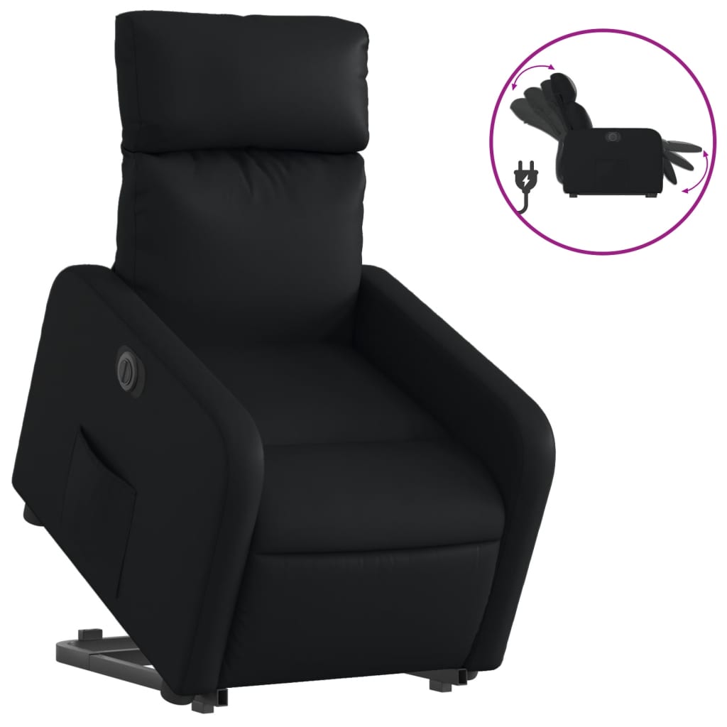 vidaXL Sillón reclinable y elevable eléctrico cuero sintético negro