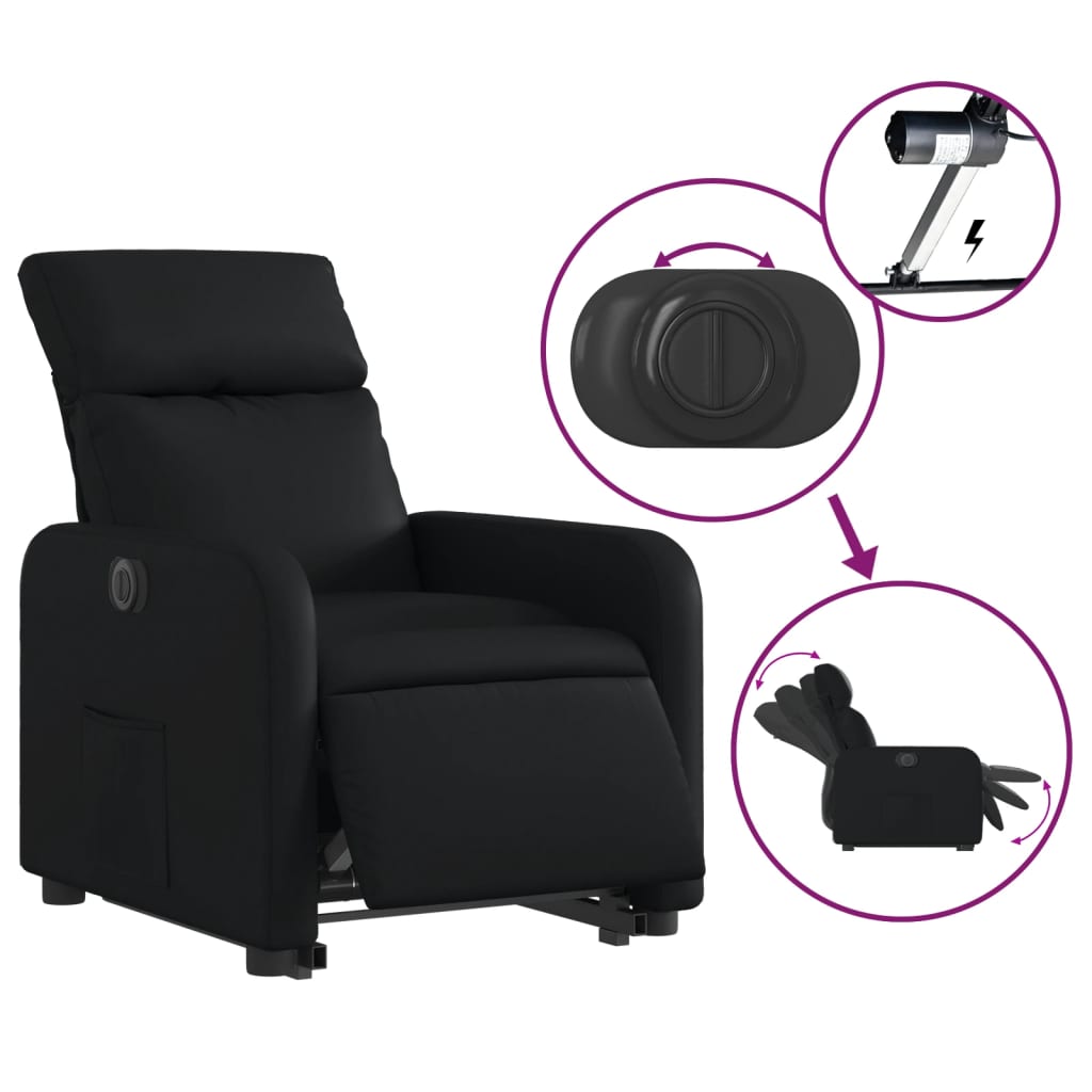 vidaXL Sillón reclinable y elevable eléctrico cuero sintético negro