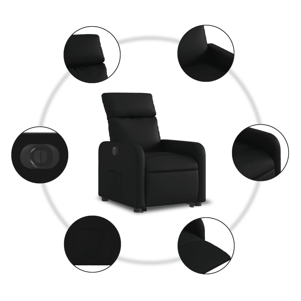 vidaXL Sillón reclinable y elevable eléctrico cuero sintético negro