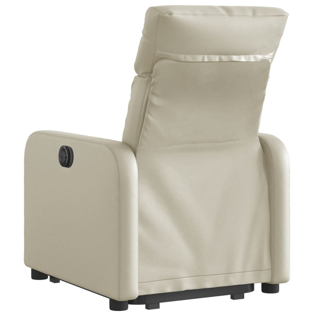 vidaXL Sillón reclinable elevable eléctrico de cuero sintético crema