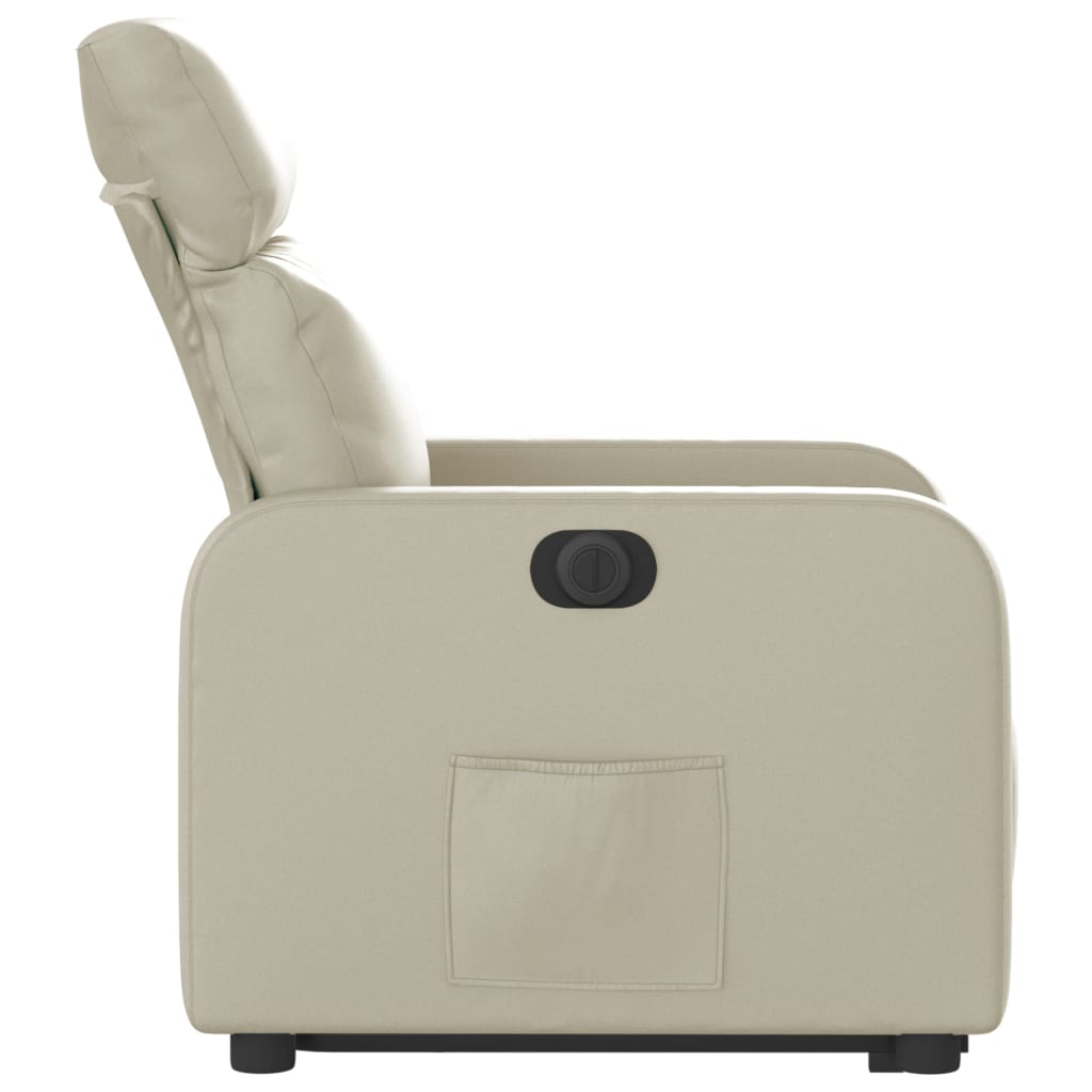 vidaXL Sillón reclinable elevable eléctrico de cuero sintético crema