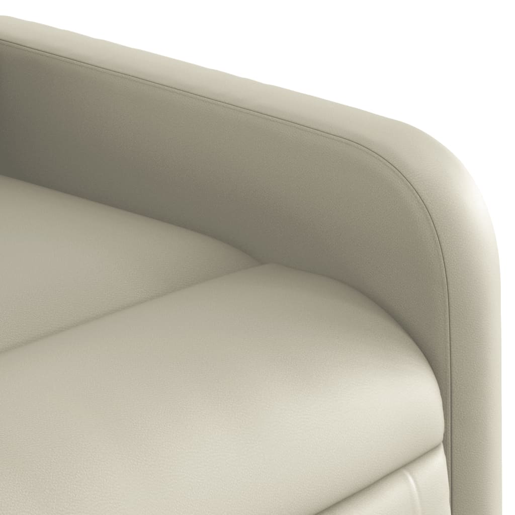 vidaXL Sillón reclinable elevable eléctrico de cuero sintético crema