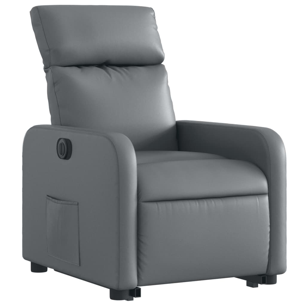 vidaXL Sillón reclinable elevable eléctrico de cuero sintético gris