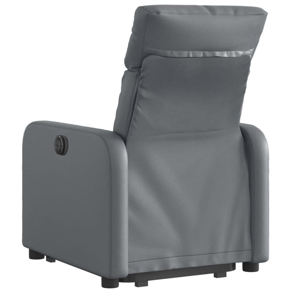 vidaXL Sillón reclinable elevable eléctrico de cuero sintético gris