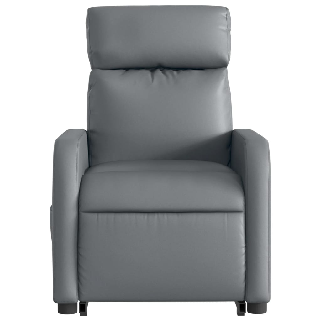 vidaXL Sillón reclinable elevable eléctrico de cuero sintético gris