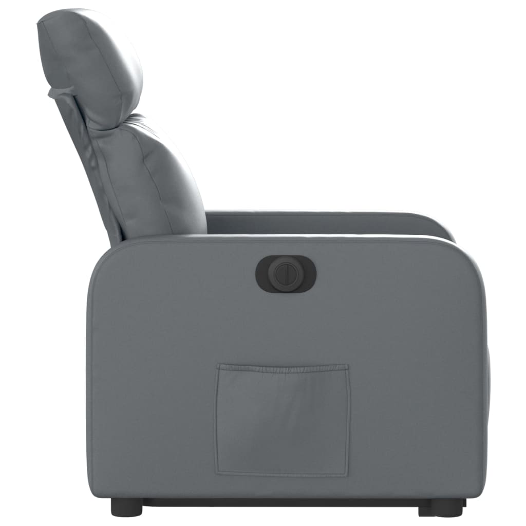 vidaXL Sillón reclinable elevable eléctrico de cuero sintético gris