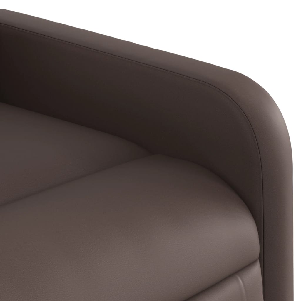 vidaXL Sillón de masaje elevable eléctrico cuero sintético marrón