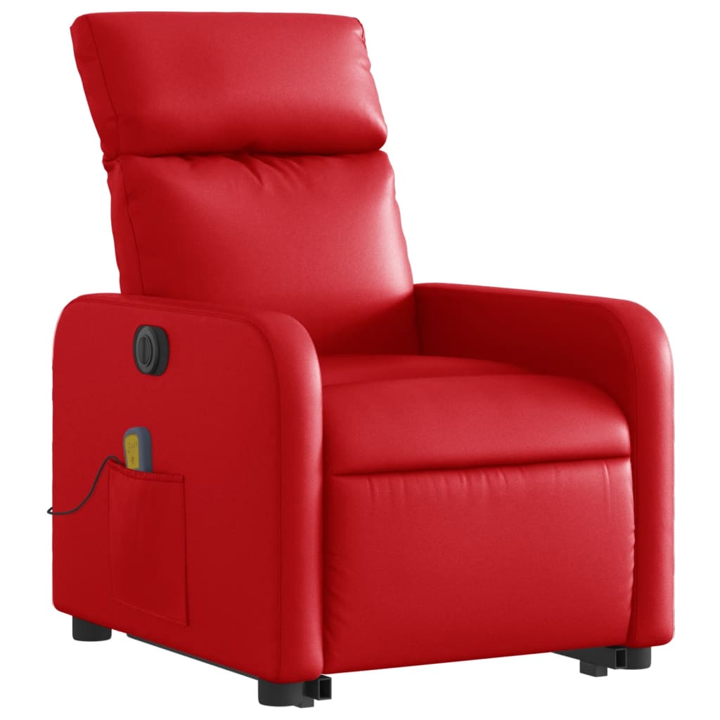 vidaXL Sillón de majaje elevable eléctrico cuero artificial rojo