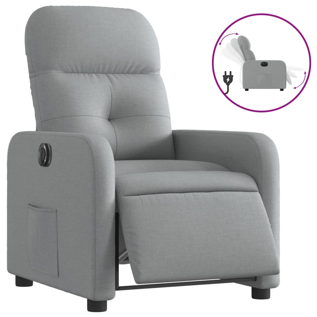 vidaXL Sillón reclinable eléctrico tela gris claro